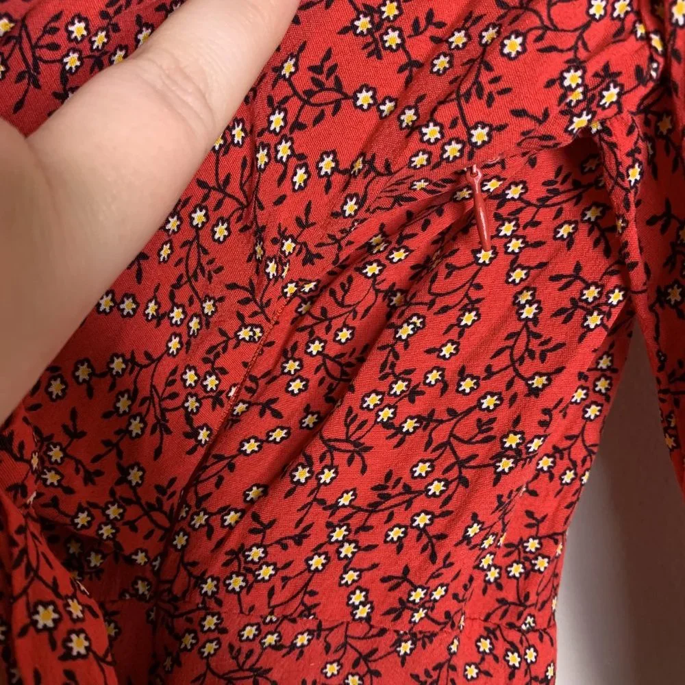 Free People Clara Floral Tunic Dress Red Small - Picture 12 of 16